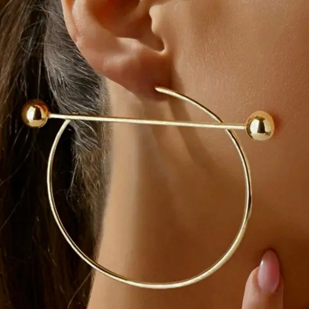 Gold Bar Hoop Earrings